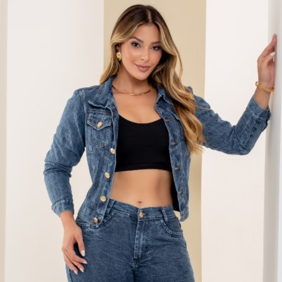 Jaqueta Feminina Jeans Lavagem Escura
