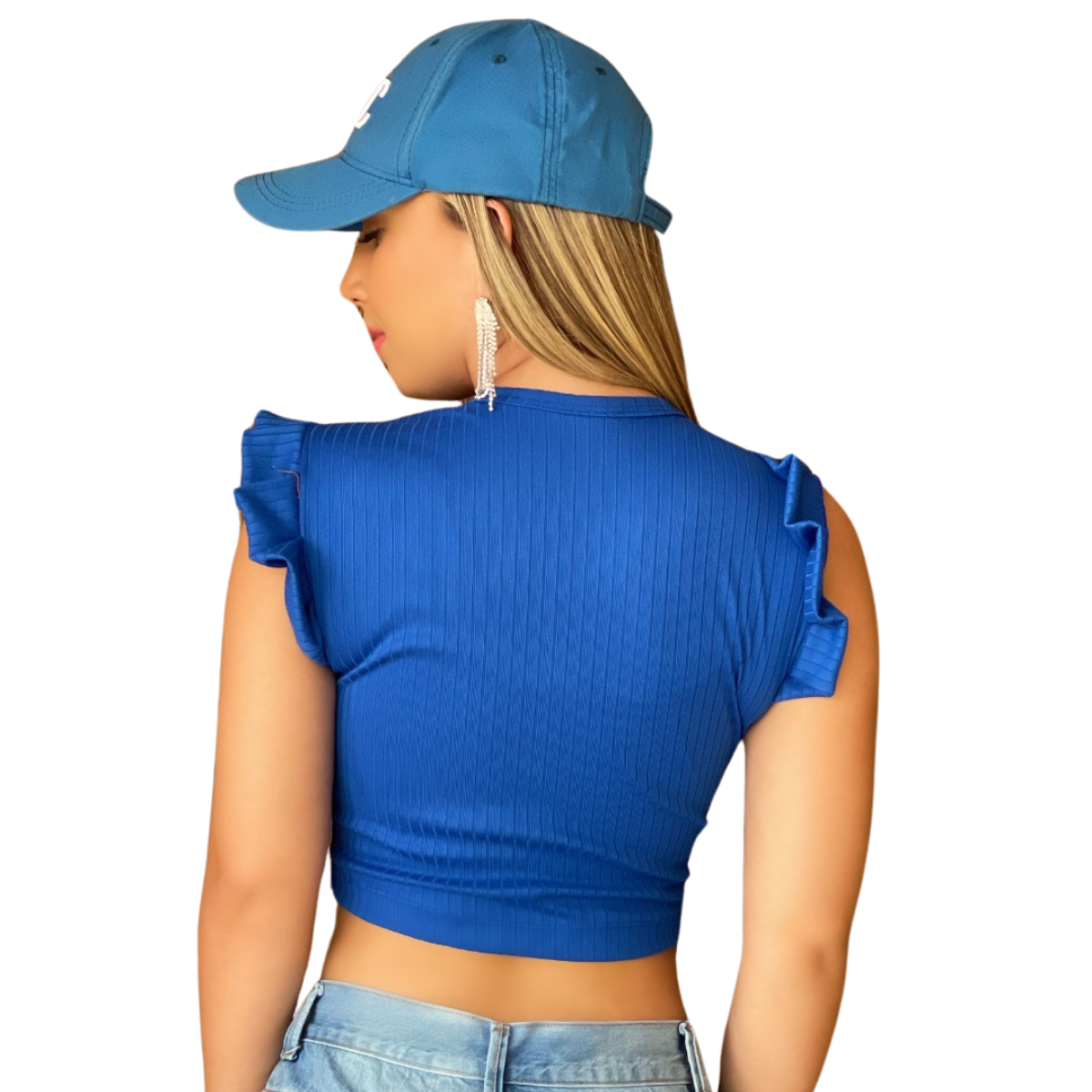 Blusinha Feminina Manga Curta Cor Azul