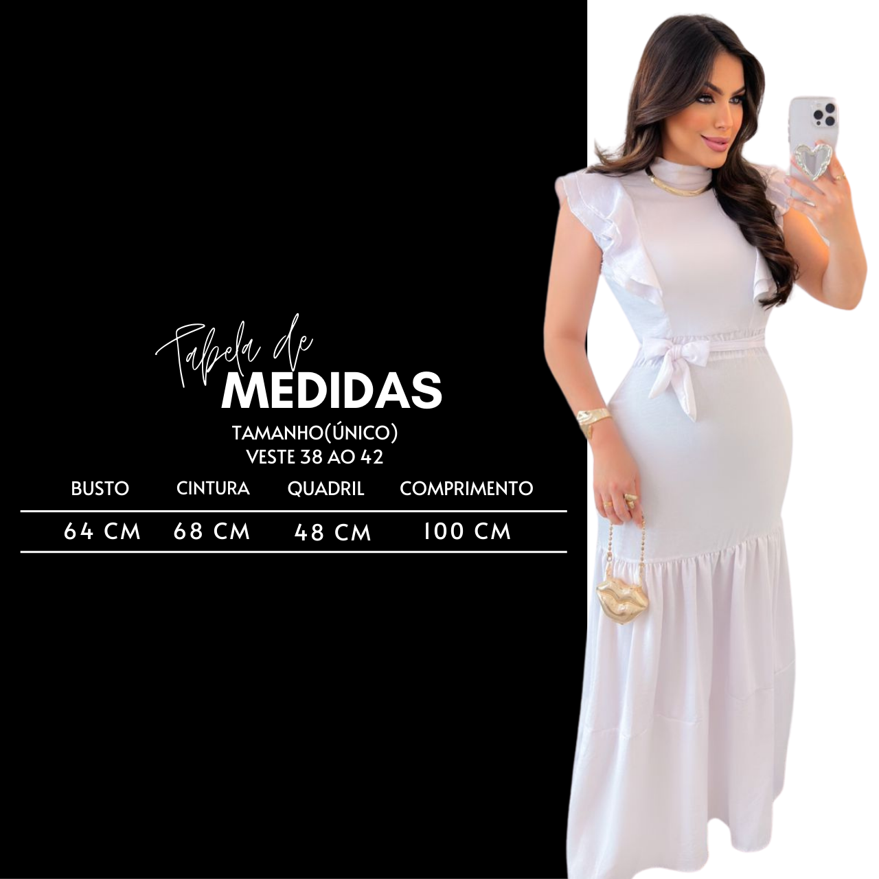 Vestido Evangélico Alfaiataria Branco Longo com Manga Curta