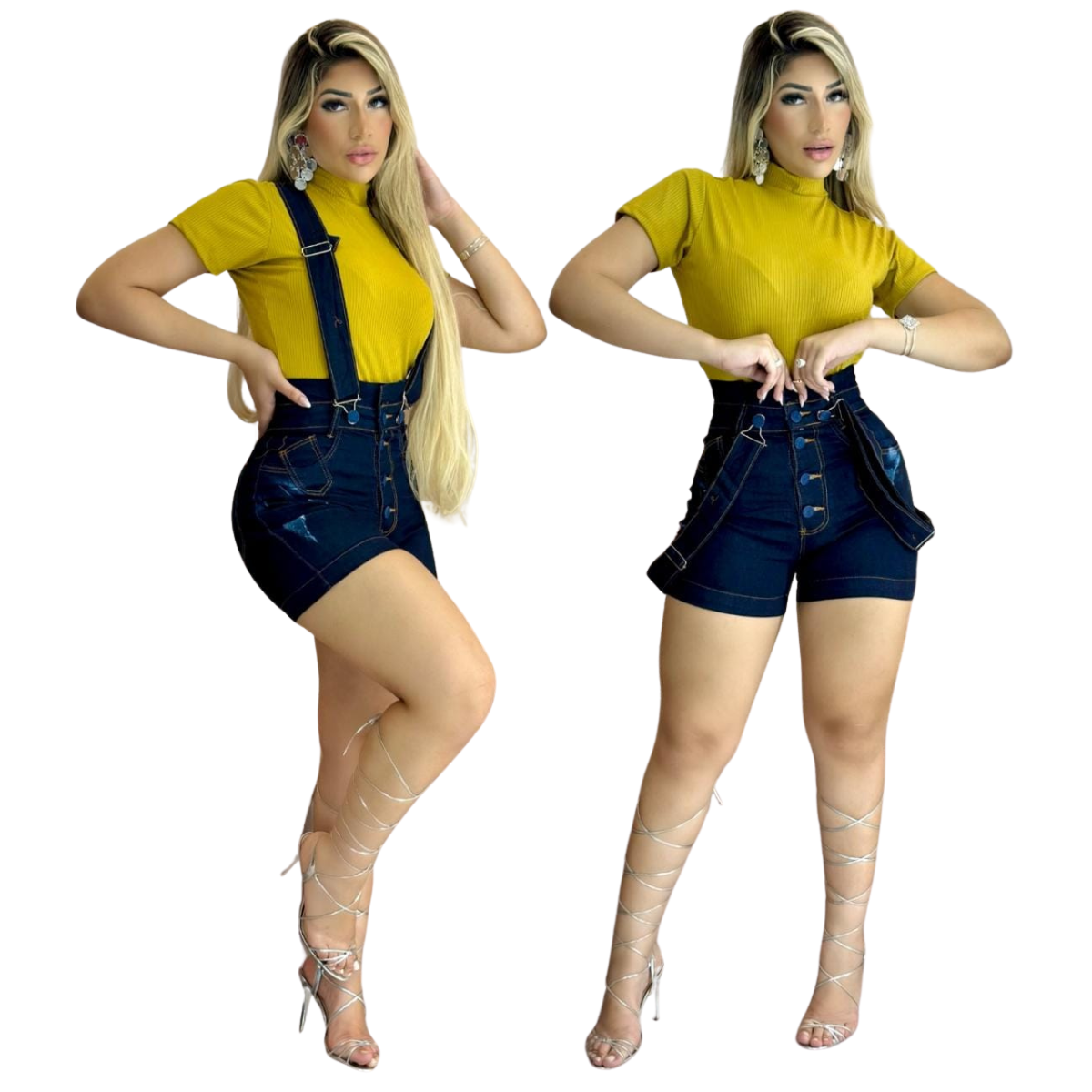 Salopete Jeans Feminina Jardineira Escura: Elegância E Denim