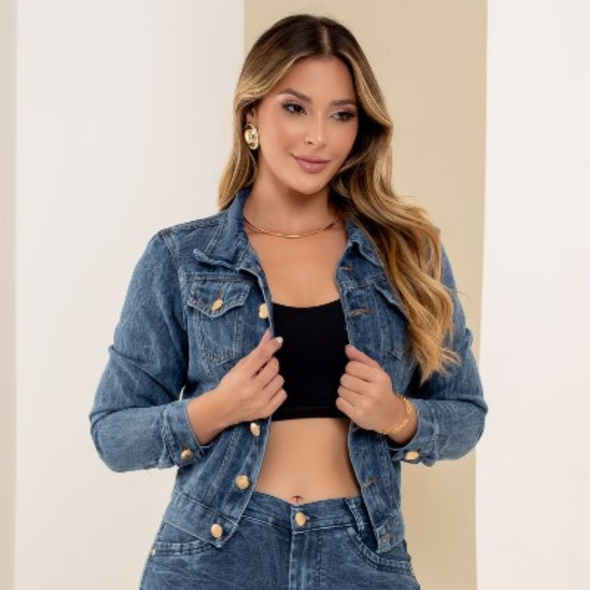 Jaqueta Feminina Jeans Lavagem Escura