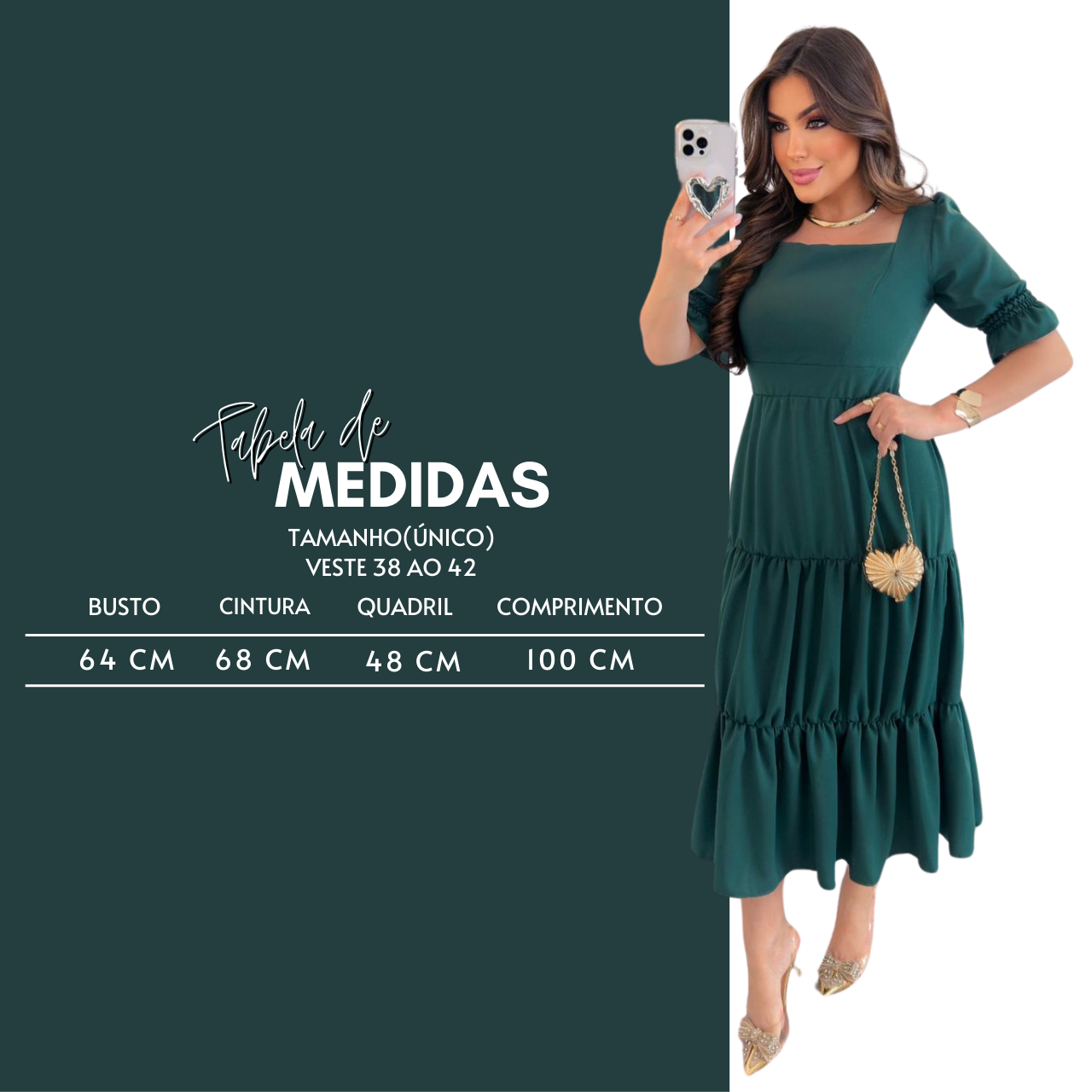 Vestido Evangélico Alfaiataria Verde Longo com Babado
