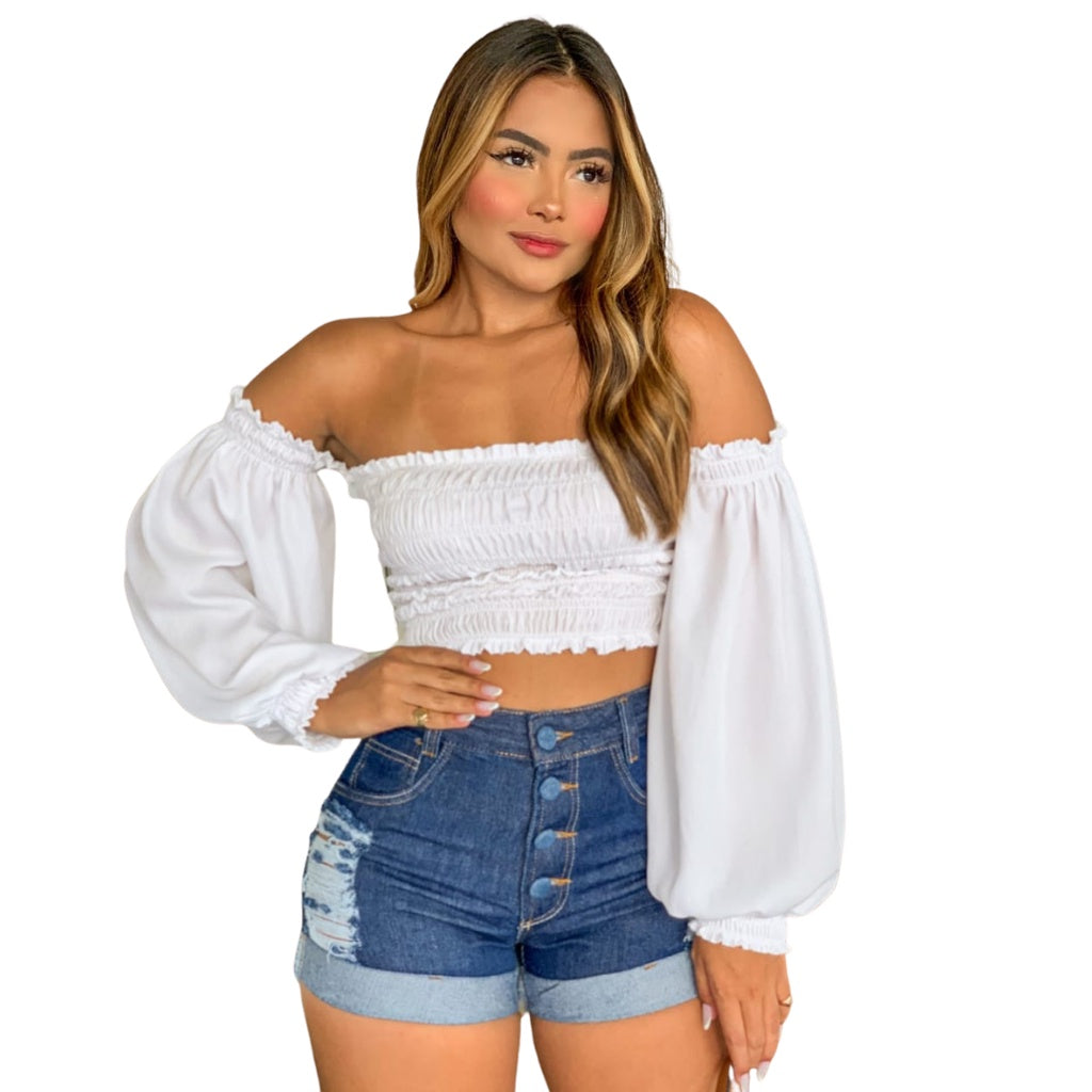 Short Jeans Feminino Barra Dobrada com Cintura Alta