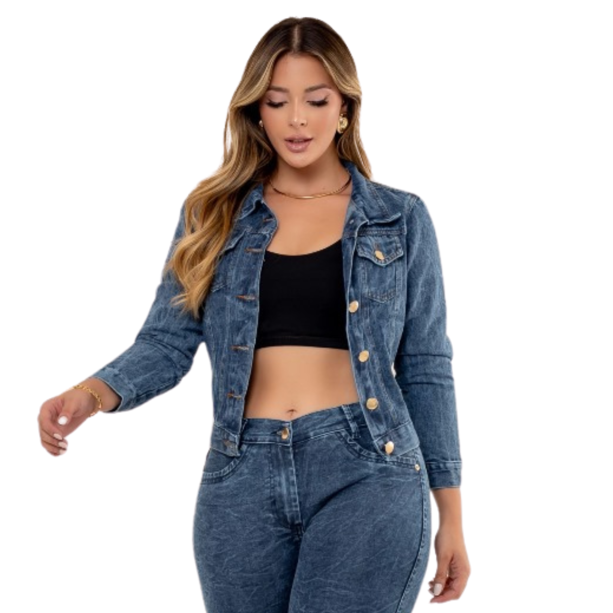 Jaqueta Feminina Jeans Lavagem Escura