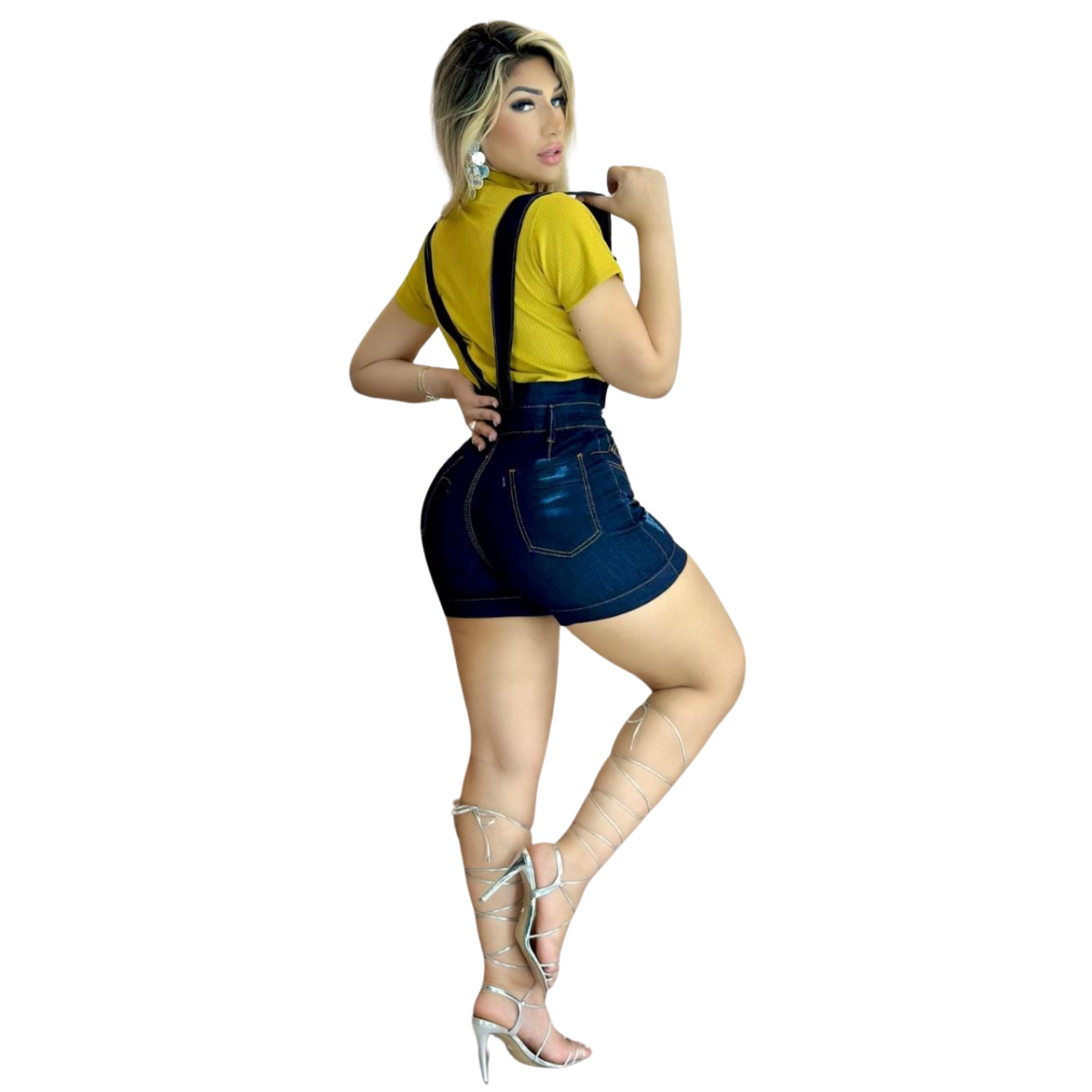 Salopete Jeans Feminina Jardineira Escura: Elegância E Denim