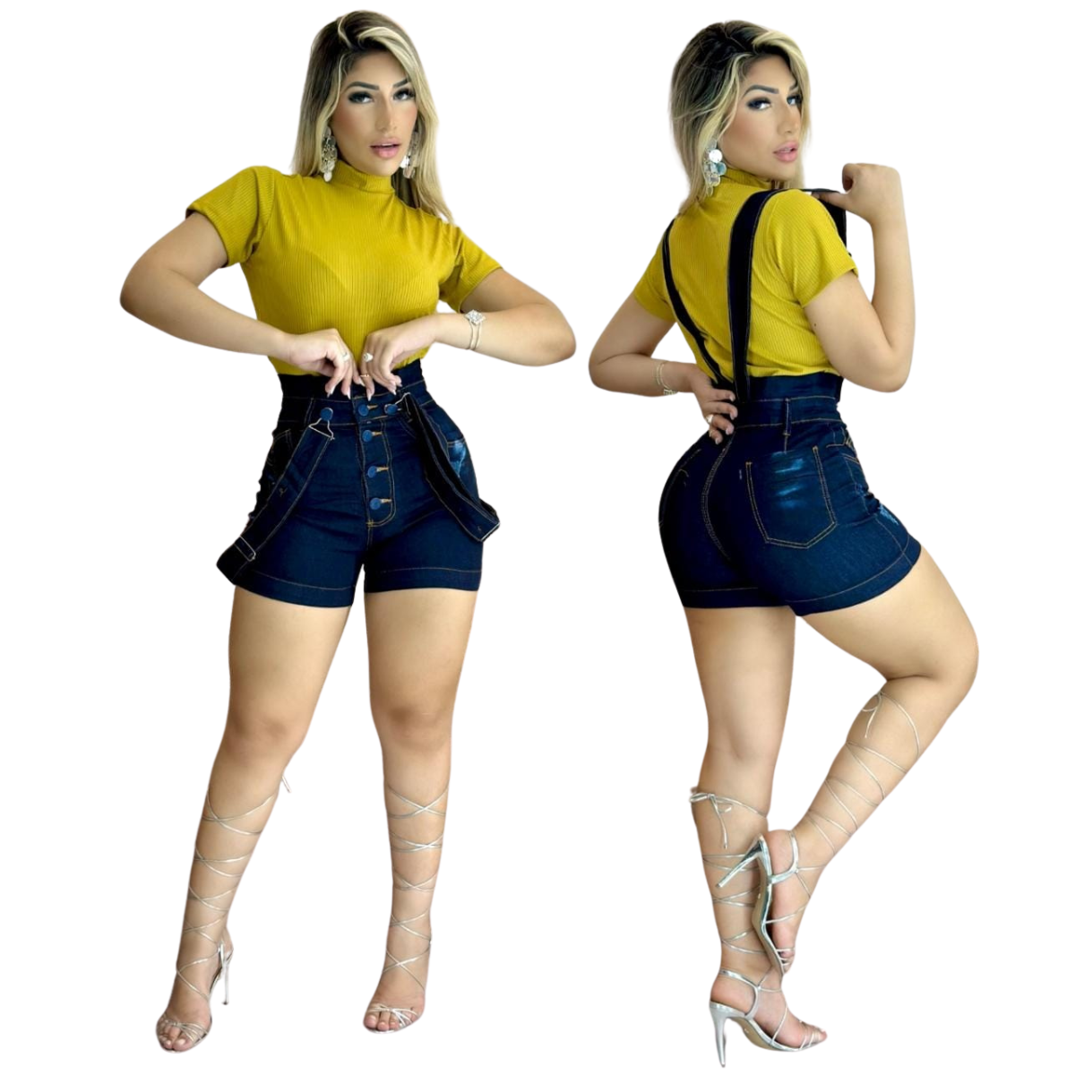Salopete Jeans Feminina Jardineira Escura: Elegância E Denim