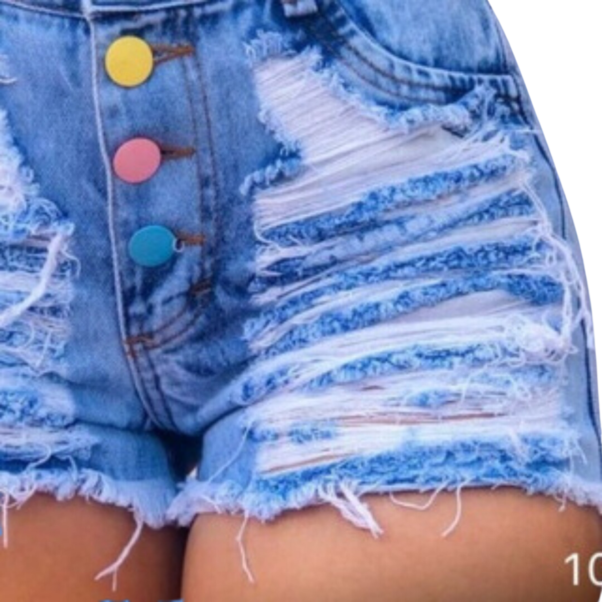Short Jeans Feminino com Botões Coloridos: Colorindo a vida